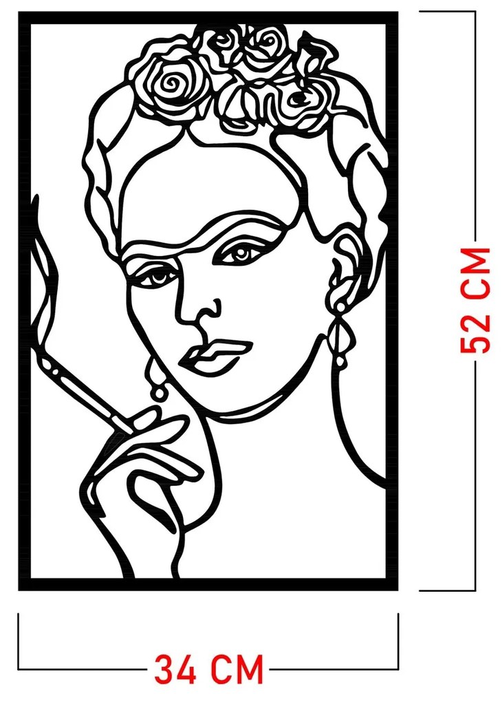 Nástenná kovová dekorácia Kahlo čierna