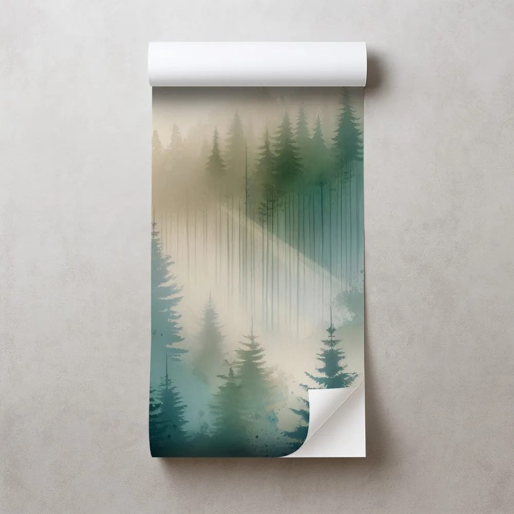 Samolepiaca tapeta hmlistý les v akvareli