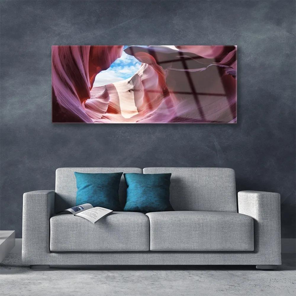 Obraz na akrylátovom skle Skalka rieka koryto umenie 125x50 cm