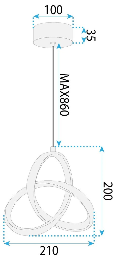 Toolight Toolight, LED závesné osvetlenie 13W, 500lm, 4000K, APP1783-CP, biela, OSW-08969