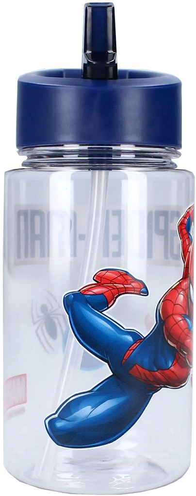 Plastová fľaša na pitie Spiderman so slamkou a uškom - 450 ml