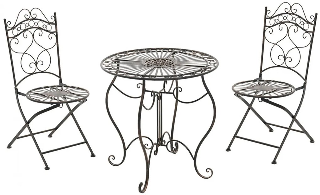 Súprava kovových stoličiek a stola Indra (SET 2+1) - Bronzová