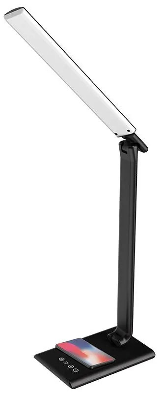 LED lampička MEGGIE čierna stmievateľná s bezdrôtovým nabíjaním a USB 8W