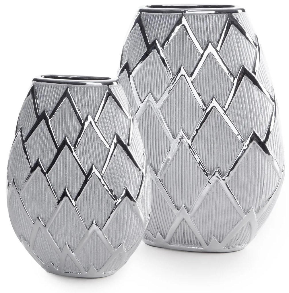 KERAMICKÁ VÁZA SAELA 20X10X26 CM STRIEBORNÁ