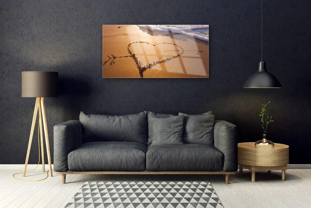 Obraz na akrylátovom skle Pláž srdce more umenie 100x50 cm