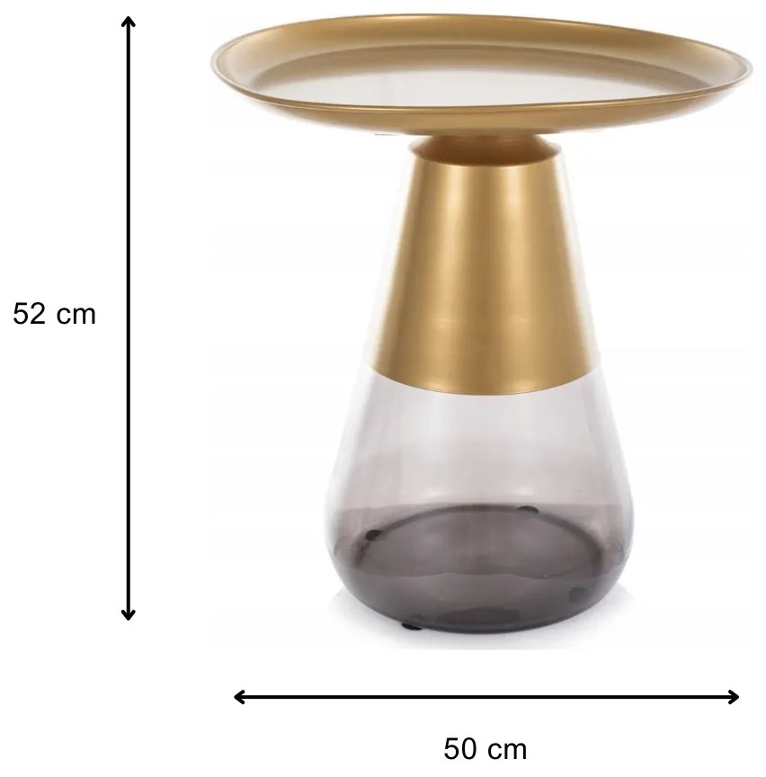 Odkládací stolek Tiffany 50 cm čirý/zlatý