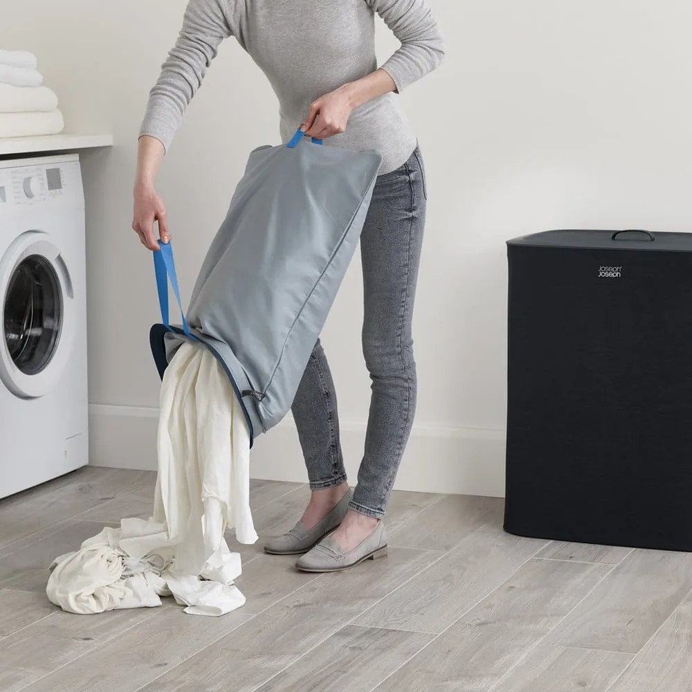 Antracitovosivý látkový/plastový kôš na bielizeň 2x45 l Tota – Joseph Joseph