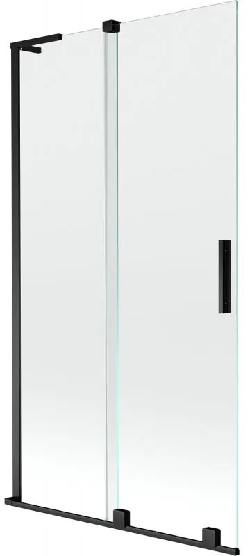 Mexen Velar L, 2-krídlová posuvná vaňová zástena 100 x 150 cm, 8mm číre sklo, čierna matná, 896-100-003-01-70