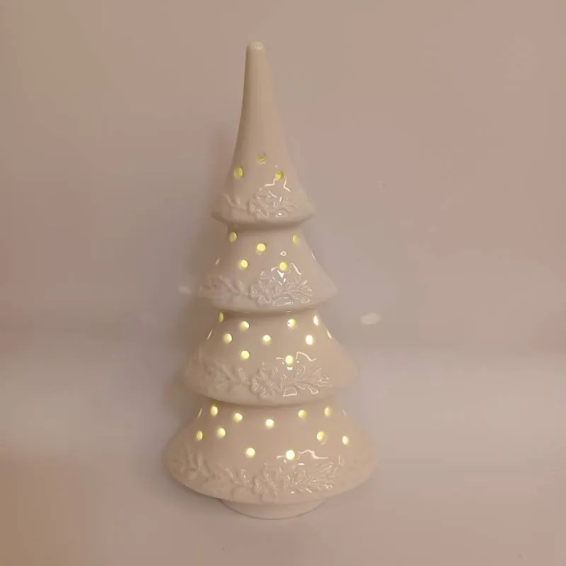 DECOLED Keramický stromček, 11,4 x 8,5 x 23 cm, teplá biela, 2xLR44