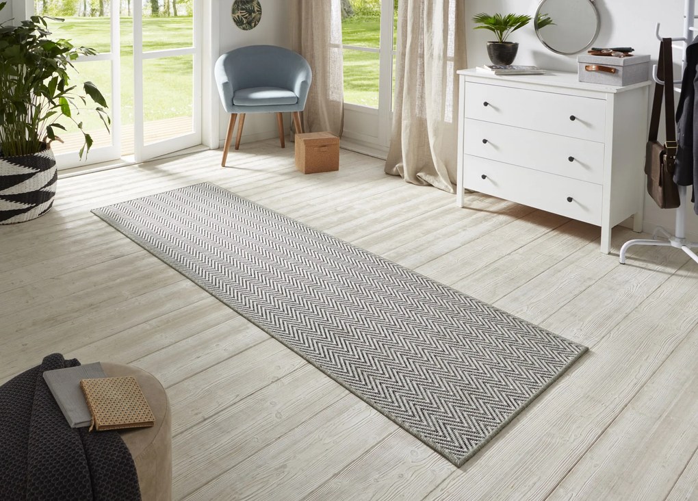 BT Carpet - Hanse Home koberce Behúň Nature 104268 Grey – na von aj na doma - 80x450 cm
