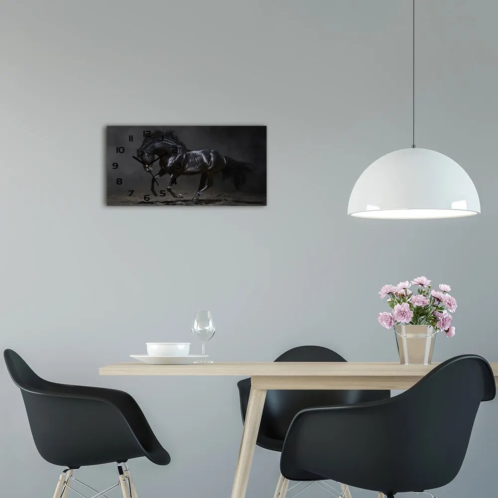 Moderné sklenené hodiny na stenu Čierny kôň pl_zsp_60x30_f_47712826