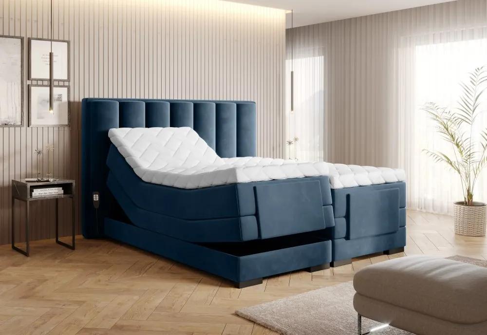 Elektrická polohovacia boxspringová posteľ VERONA Eltap Poco 40 - tmavo modrá