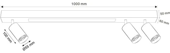 LED Stropné svietidlo PARIS LED/24W/230V + 3xGU10/10W čierna