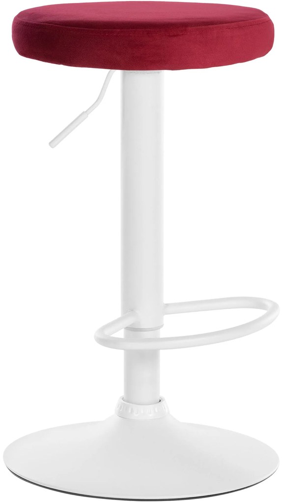 Barová stolička Ponte - zamat, biely rám - Červená