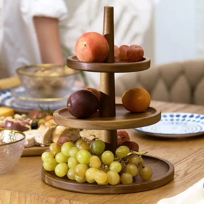 Podnos ACACIA trojposchodový čierny 838687