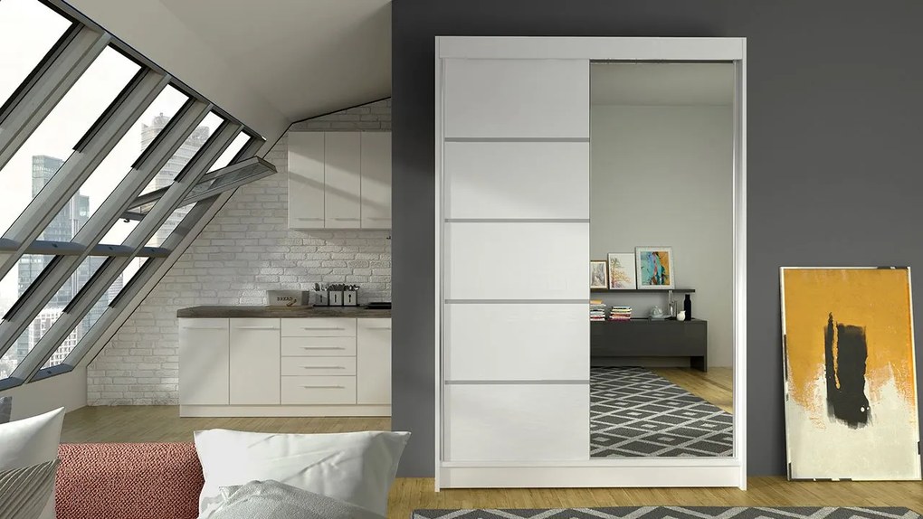 Posuvná skriňa Parys III, Farby: kašmír, Osvetlenie: osvetlenie LED RGB - farebné
