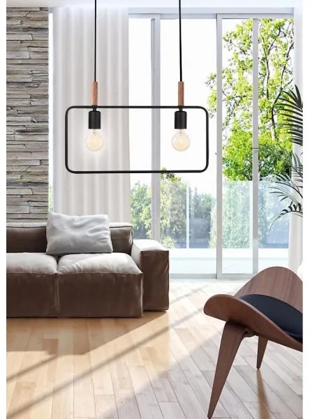 Luster na lanku FRAME 2xE27/60W/230V čierna