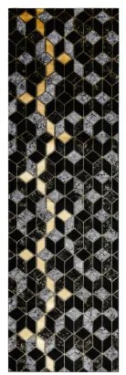 Koberec / Behúň GLOSS 400B 86 glamour, art deco, 3D geometrický - čierny / zlatý