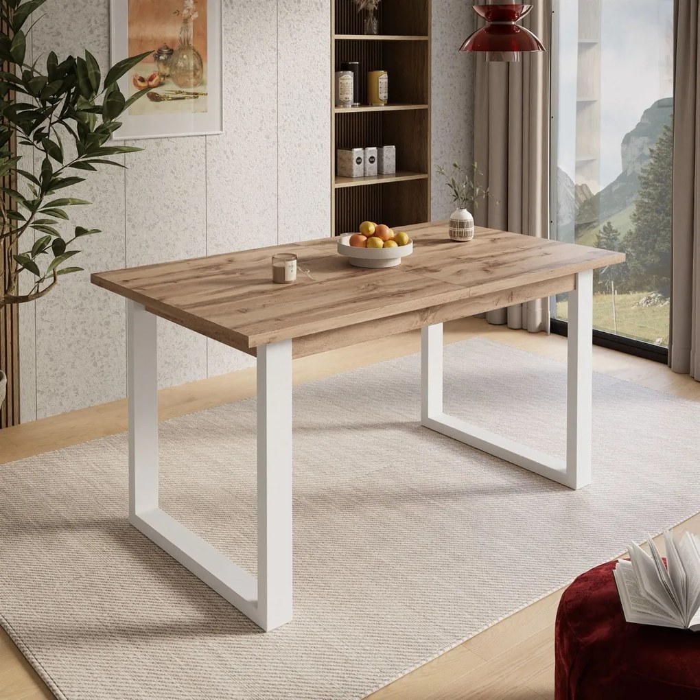 JEDÁLENSKÝ ROZKLADACÍ STÔL PLUTO DUB WOTAN + BIELY 150 - 198 cm