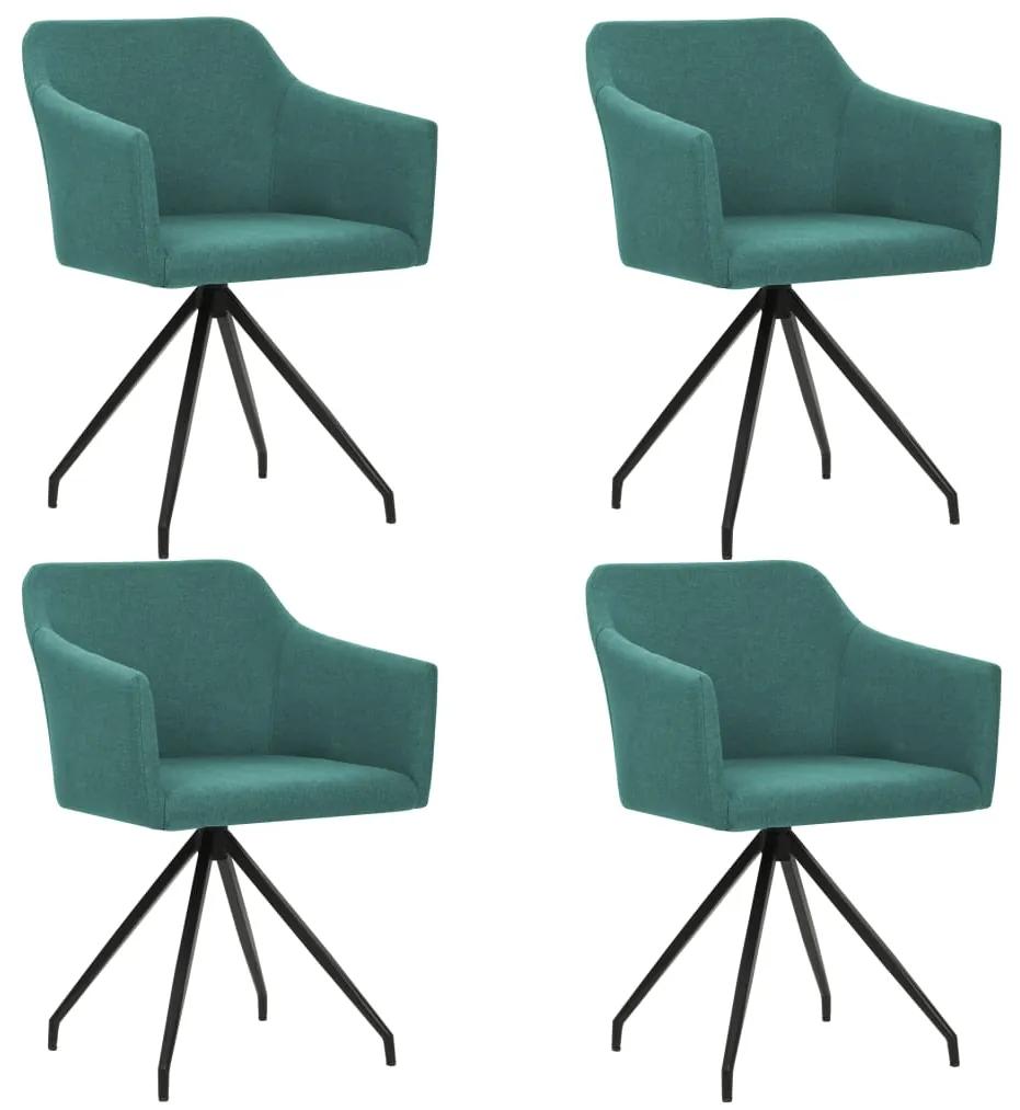 vidaXL Otočné jedálenské stoličky 4 ks, zelené, látka
