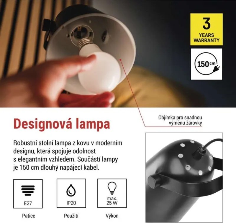 Stolná lampa Nina čierna