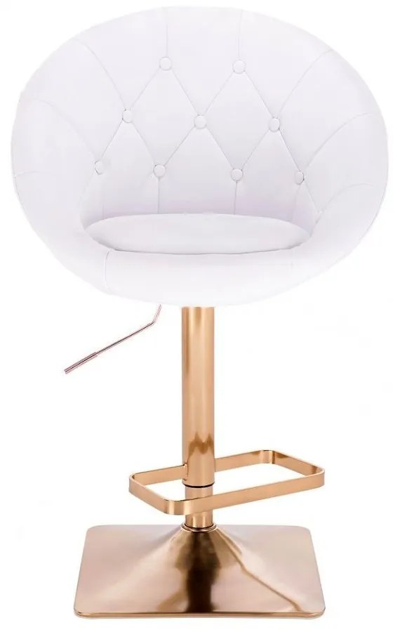 LuxuryForm DESIGN Barová stolička VERA na zlatej hranatej podstave - biela