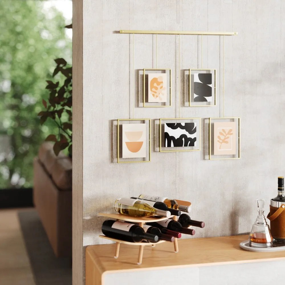 Kovové rámčeky na stenu v zlatej farbe v súprave 5 ks 70x80 cm Exhibit – Umbra