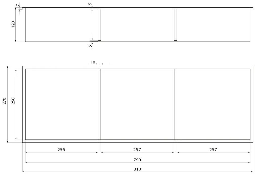 POLYSAN 1301-27B Inserta zapustená polica do obkladu, 27 x 81 cm, nehrdz. oceľ, antracit