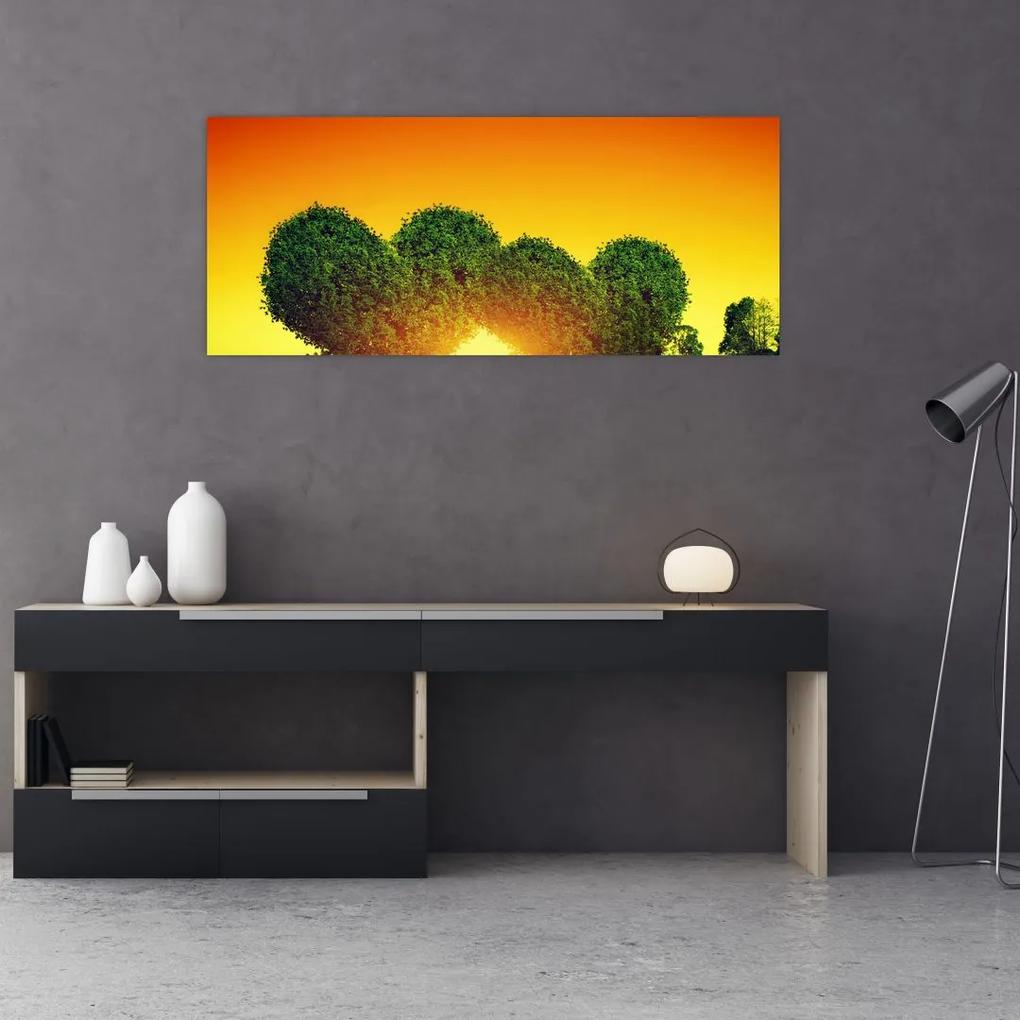 Obraz - Srdce v korunách stromov (120x50 cm)