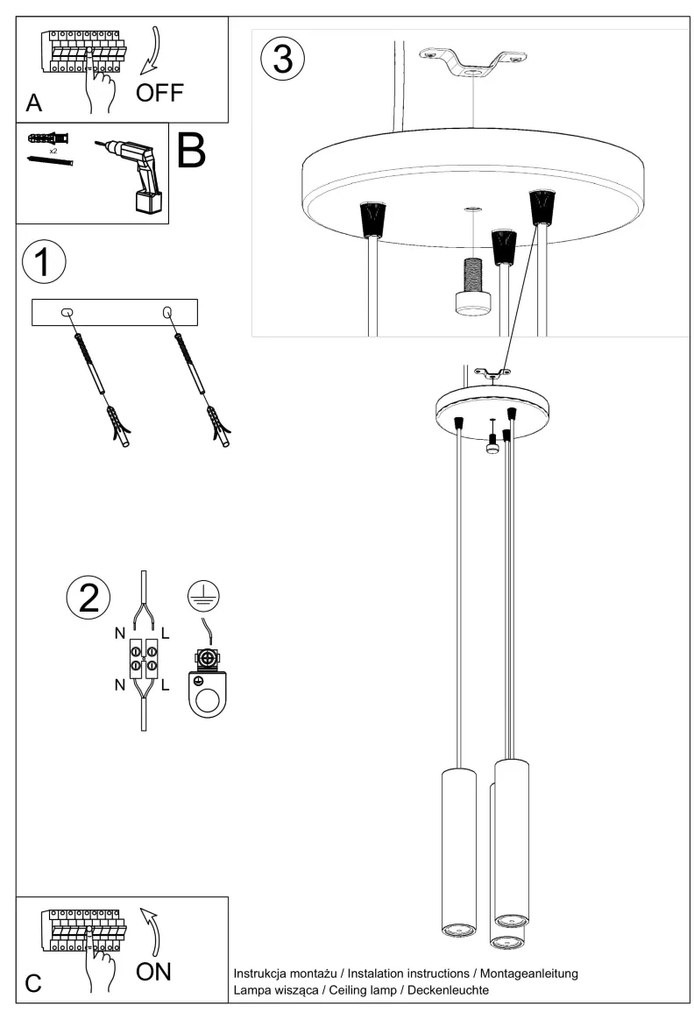 Závesné svietidlo Lino 3p, 3x drevené tienidlo