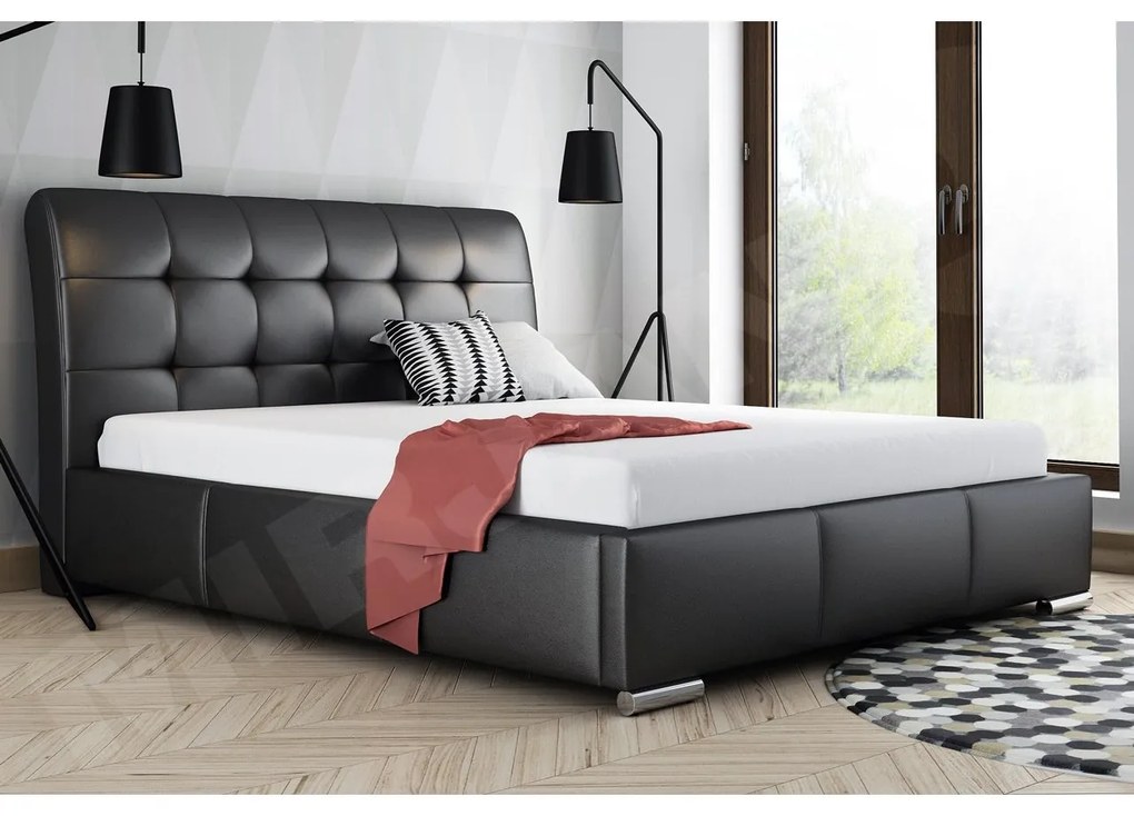 Čalúnená manželská posteľ Pilatus, Rozmer postele: 180x200, Dostupné poťahy: ekokoža Soft 017 (biela)