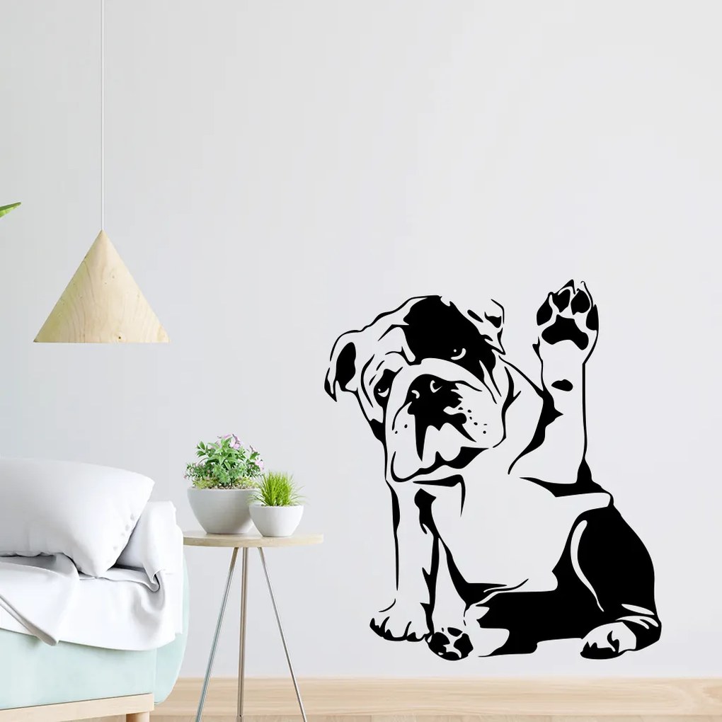 Veselá Stena Samolepka Buldog Farba: růžová, Veľkosť: 40 x 35 cm