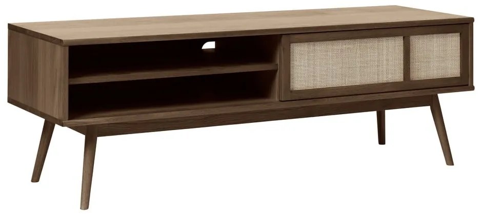 Tmavohnedý TV stolík v dekore duba 150x50 cm Barrali – Unique Furniture