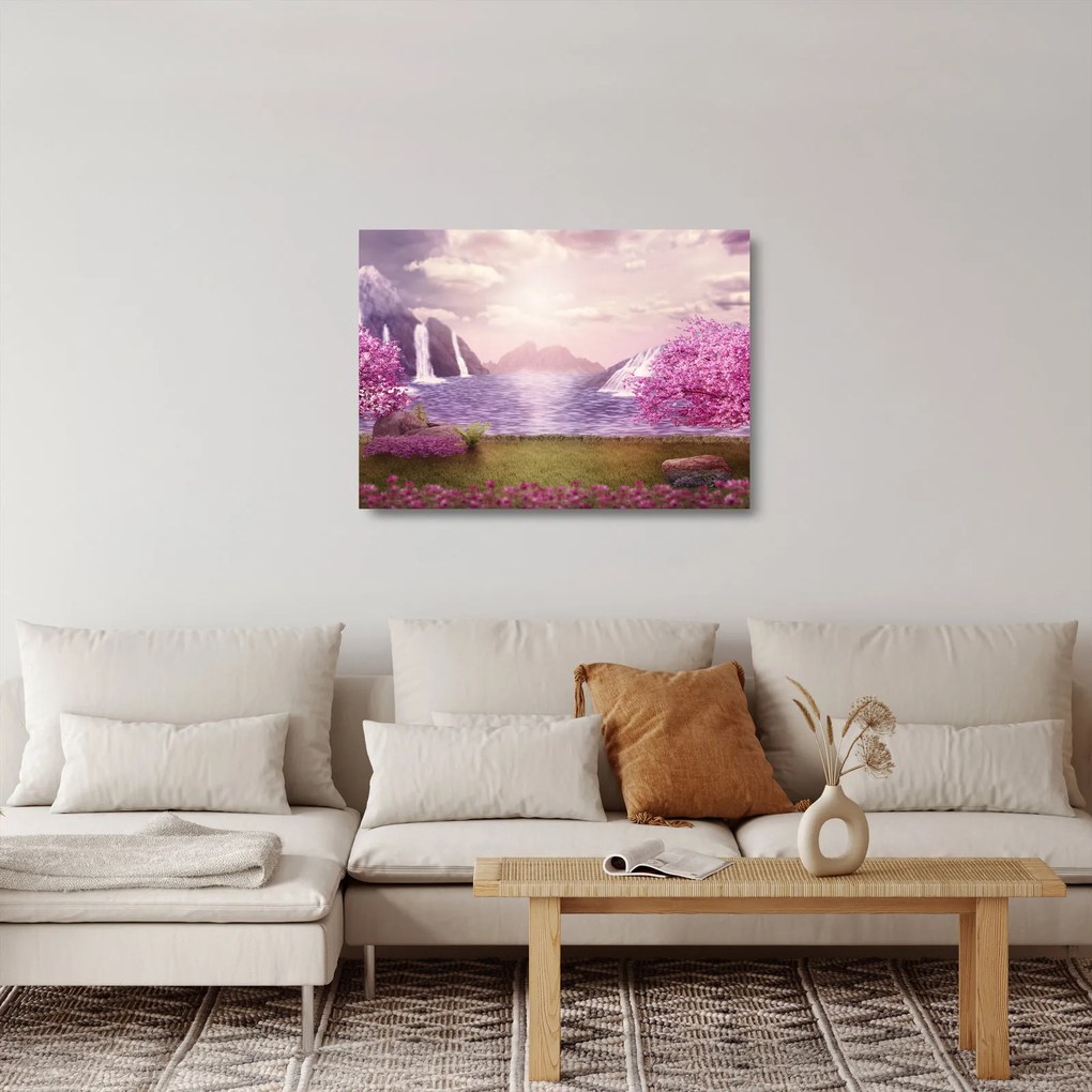 Sklenený obraz jazera (70x50 cm)