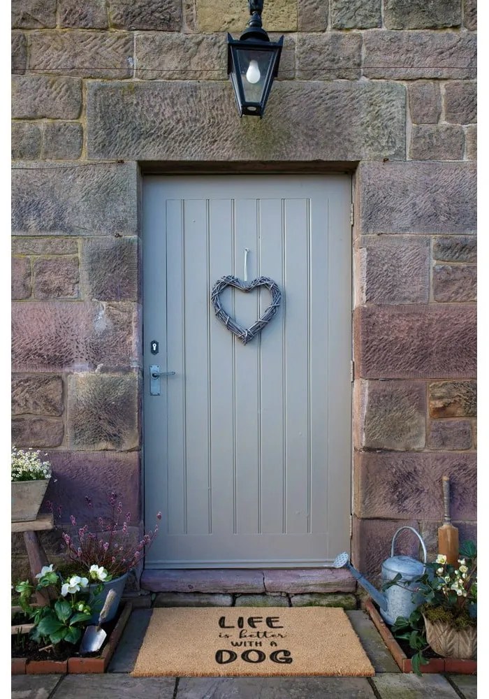 Rohožka z kokosového vlákna 60x90 cm Life Is Better With &amp; Dog – Artsy Doormats