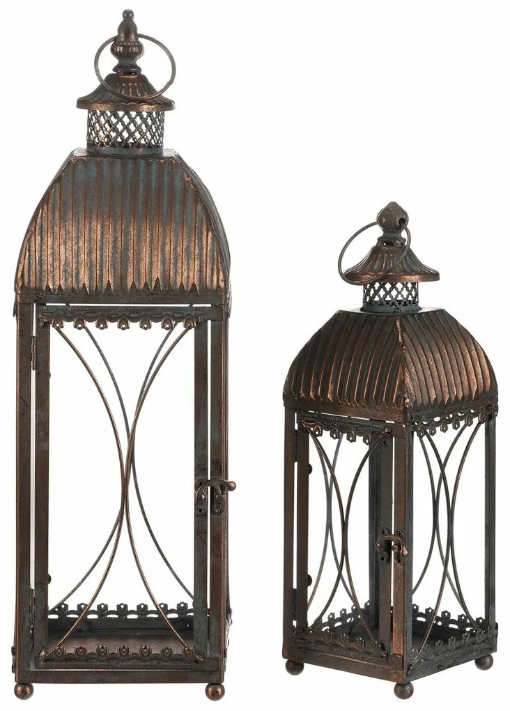 Súprava kovových lampášov Romance, 2 ks, meď