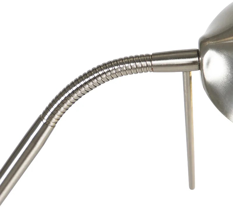 Oceľová stojaca lampa s lampou na čítanie vrátane stmievateľného LED v Kelvinoch - Diva