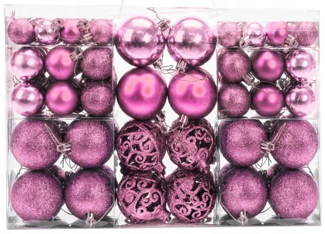 Vianočné gule KL-21X03 ružové (100 ks)