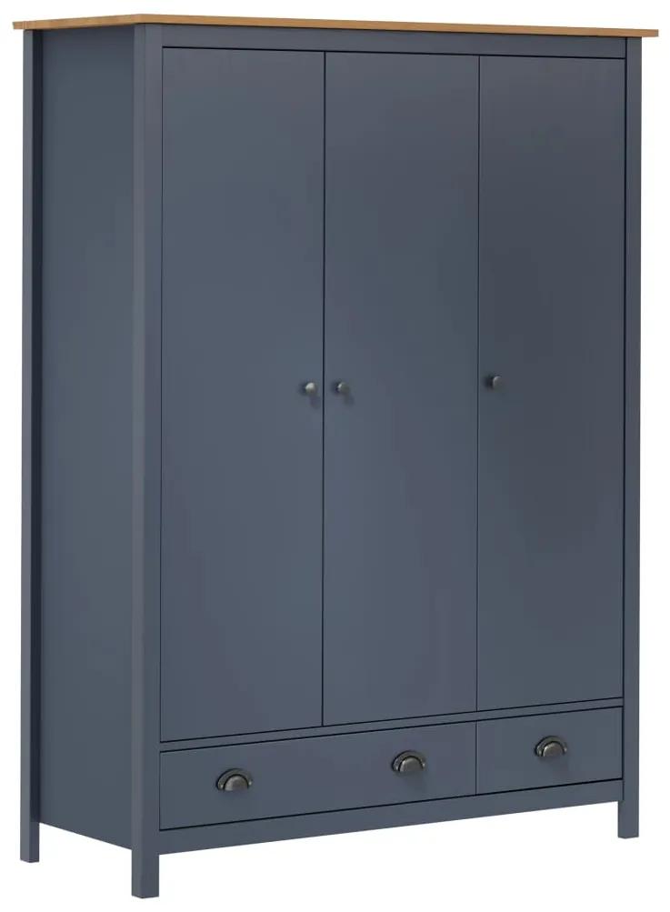 3-dverový šatník Hill, sivý 127x50x170 cm, borovicový masív 288953