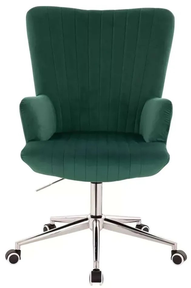 LuxuryForm DESIGN Kreslo AMADEO VELUR na striebornej podstave s kolieskami - zelené