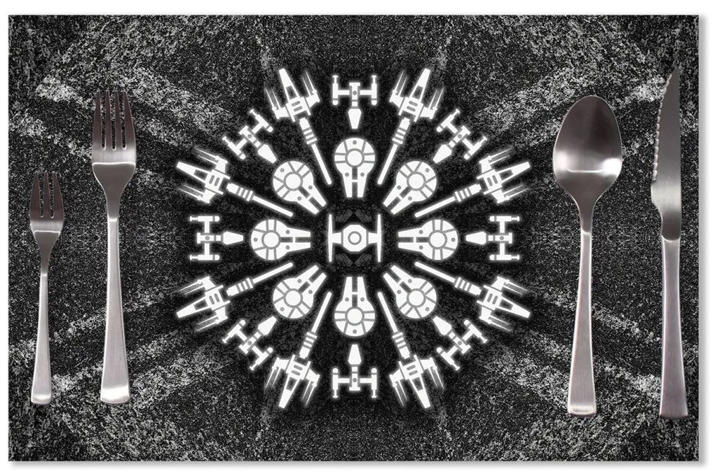 Sablio Prestieranie Star Wars Vesmírne lode na šedom abstrakte: 40x30cm
