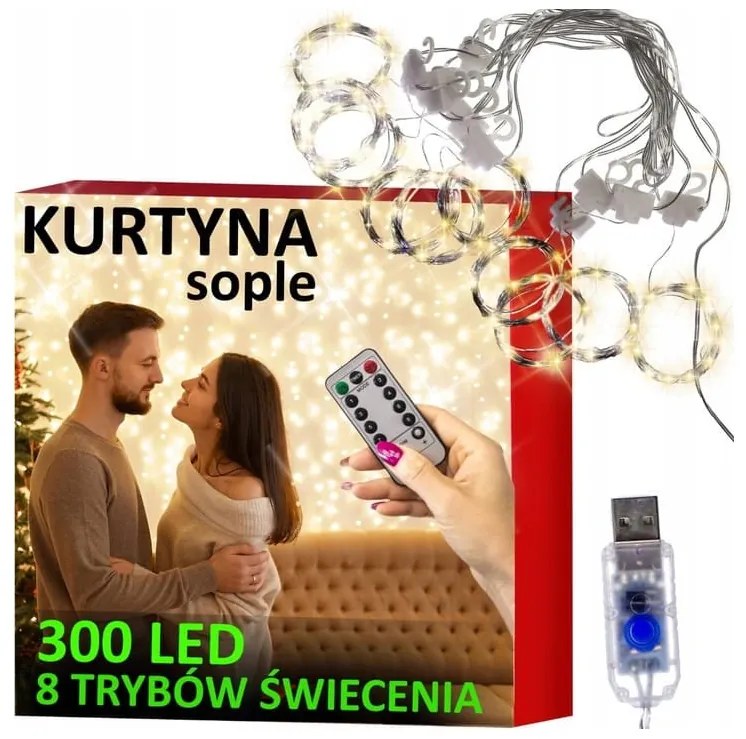 DECOREUM Svetelný záves 300 LED teplá biela 83686