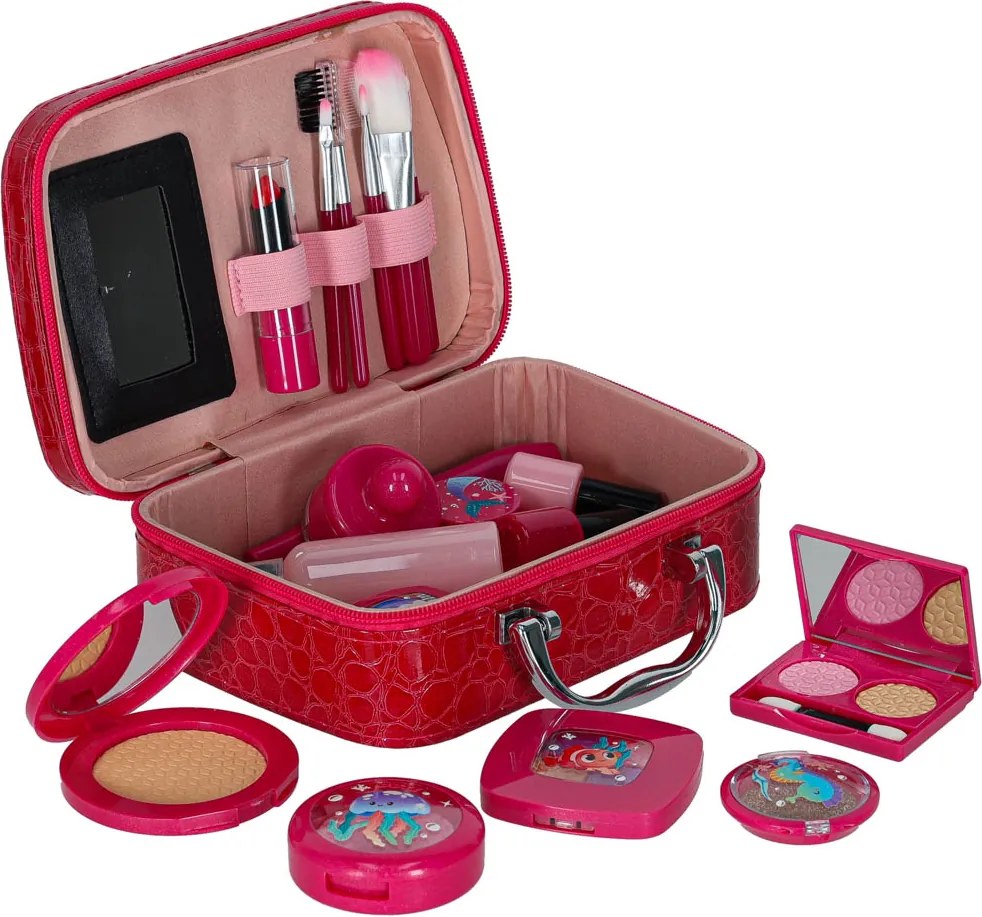 KIK Kozmetický kufrík pre deti 3+ 22 ks – detský make-up a sada na nechty, ružový