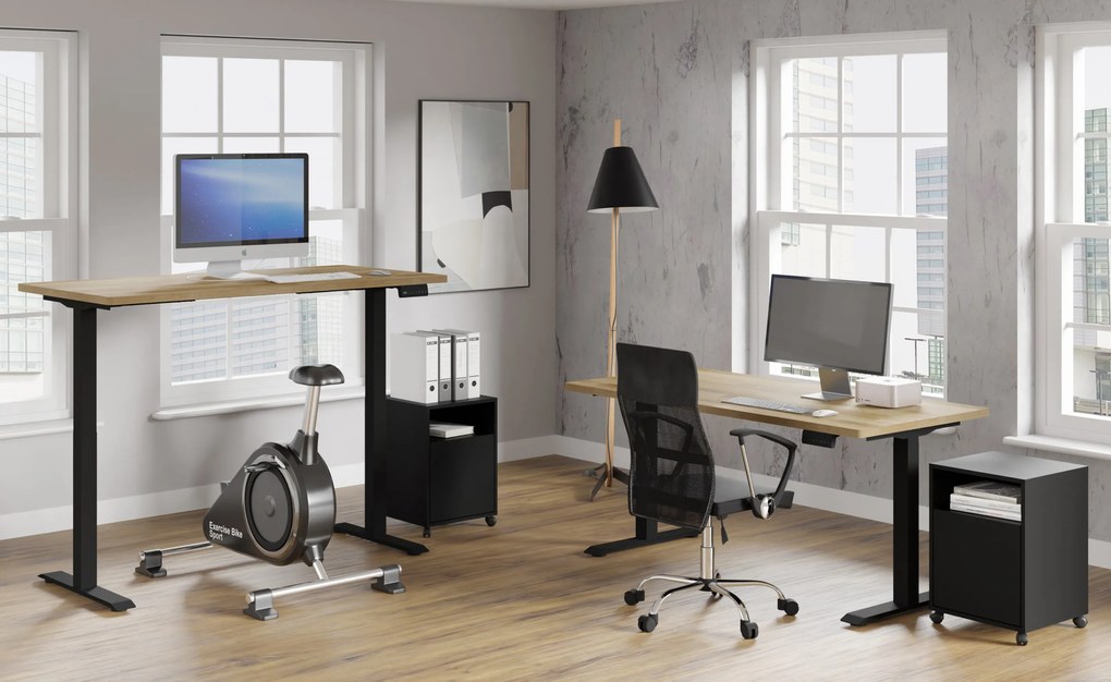 Elektrický PC stolík Natura 160 (dub + čierna). Akcia -20%. Vlastná spoľahlivá doprava až k Vám domov. 1124886