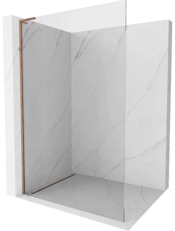 Mexen Kioto L, sprchová zástena Walk-In 55 x 200 cm, 8mm číre sklo, ružové zlato profil, 800-055-103-60-00