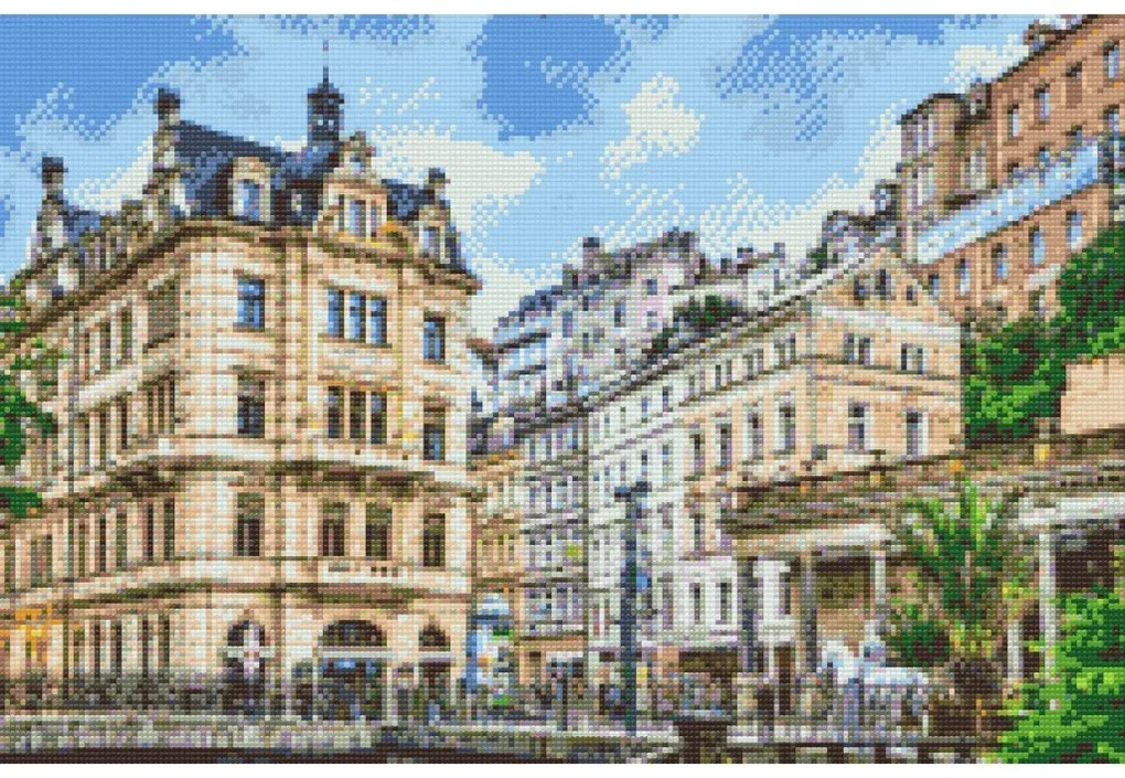 Gario Diamantové maľovanie Karlovy Vary Rozmery: 120 x 80 cm, Rámovanie: Iba zrolované plátno, Diamanty: Štvorcové