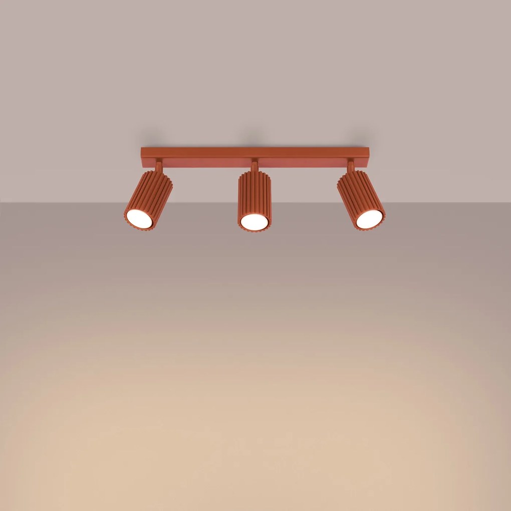 Bodové svietidlo Karbon, 3x okrovo červené kovové tienidlo, (možnosť polohovania)