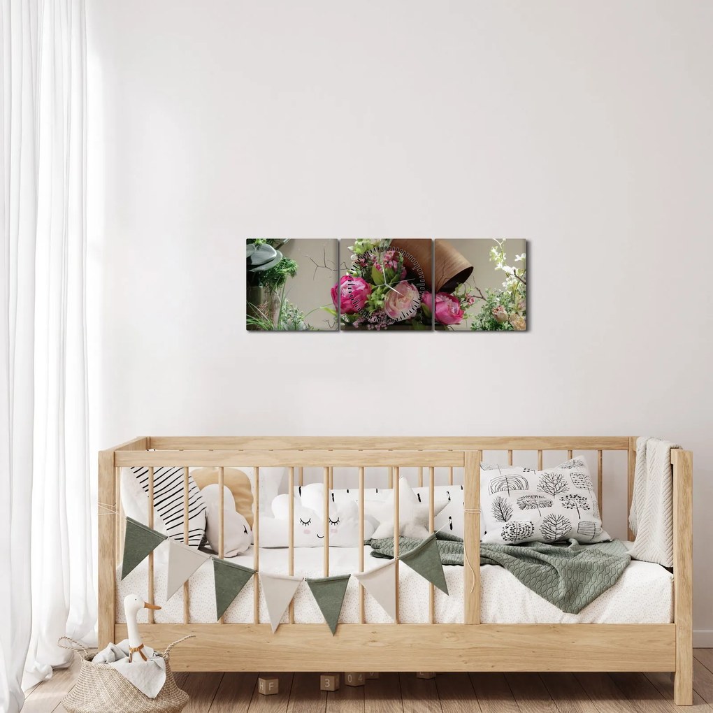 Obraz - Ruže pre teba (s hodinami) (90x30 cm)