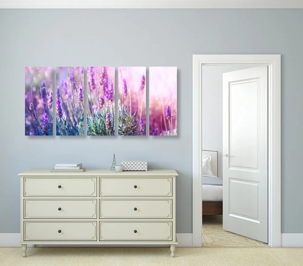 5-dielny obraz kúzelné kvety levandule Varianta: 100x50