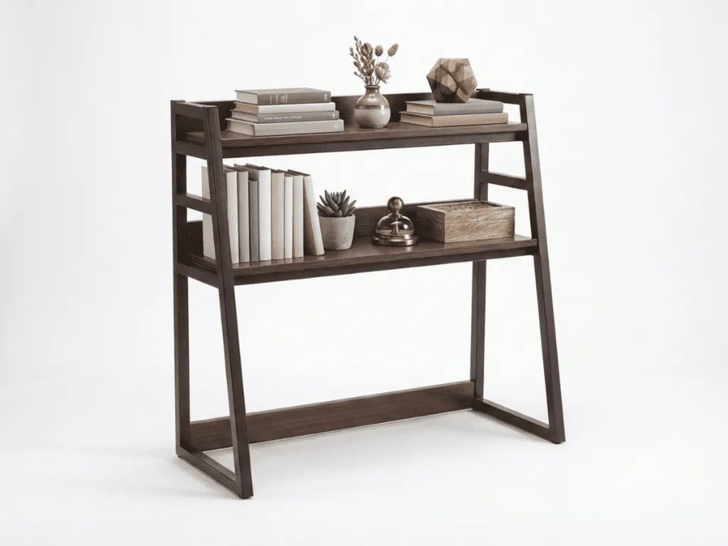 Polica na stôl VERTEX 90x95 cm, čierna / dekor orech